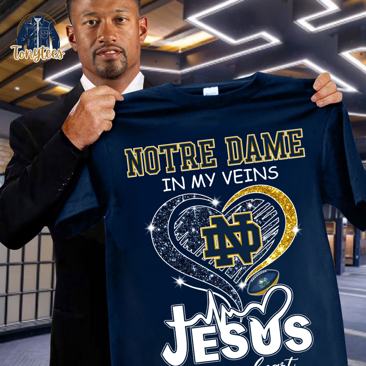 Notre Dame In My Veins Jesus In My Heart Shirt