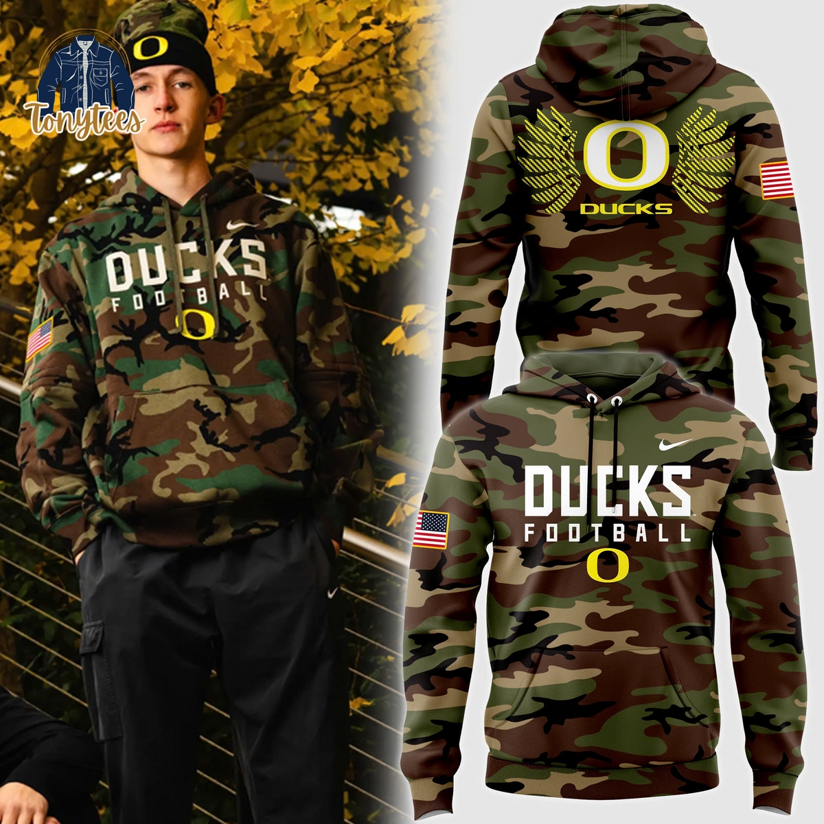 Oregon Football Nike 2024 Salute to Service Club Pullover Hoodie