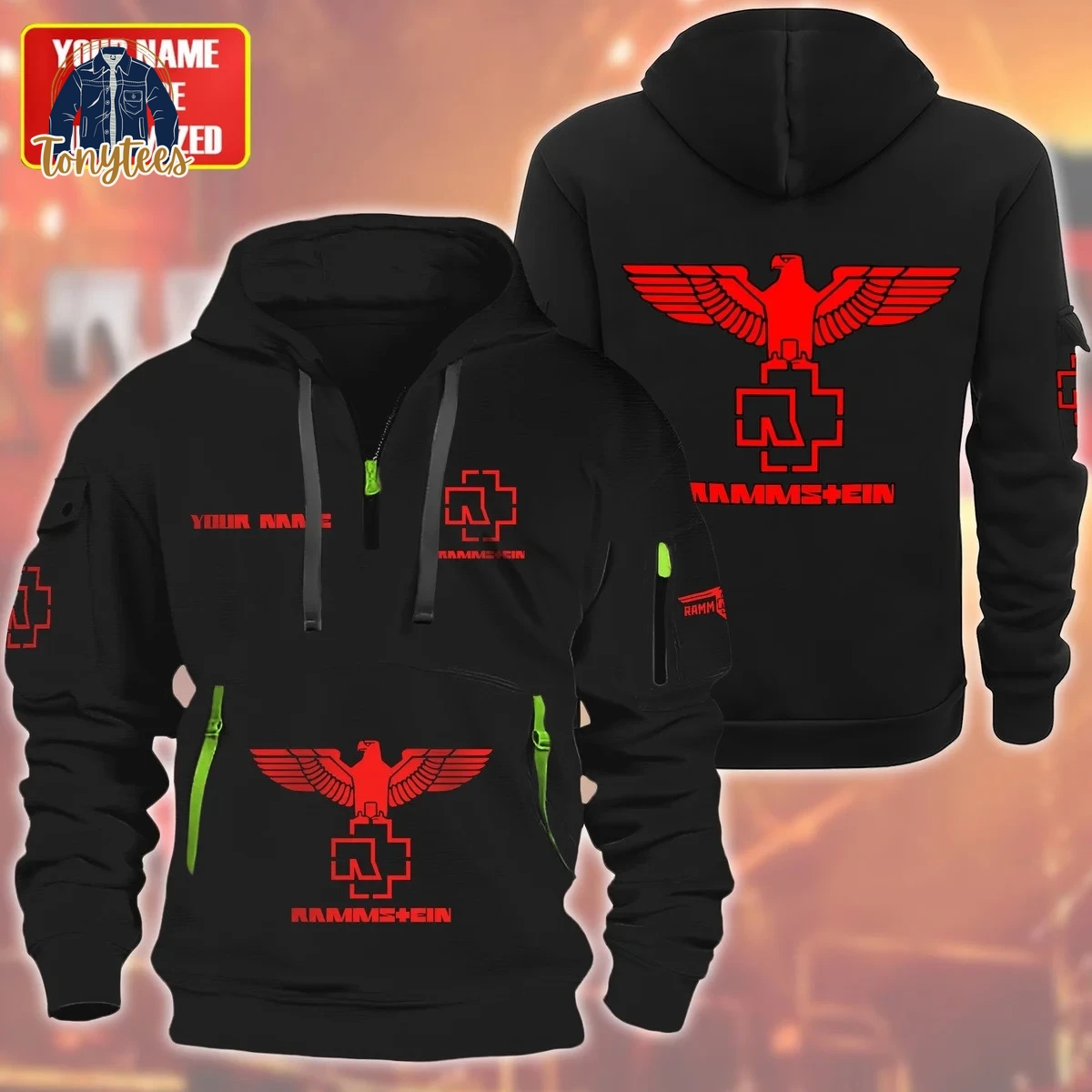 Rammstein Eagle Personalized Quarter Zip Heavy Hoodie