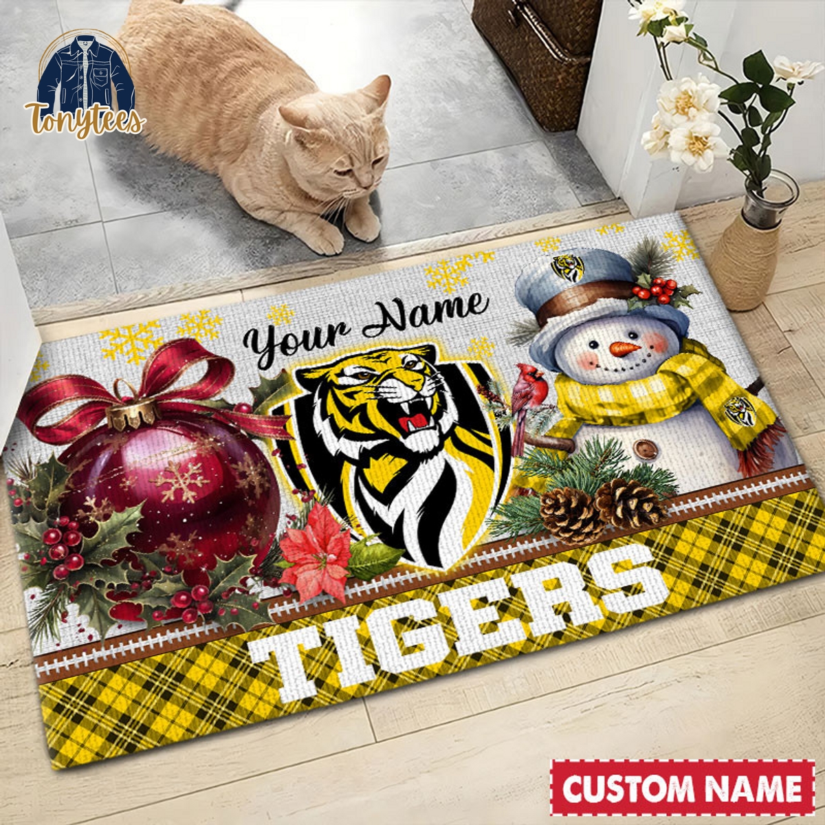 Richmond Football Club AFL Personalized Christmas Doormat