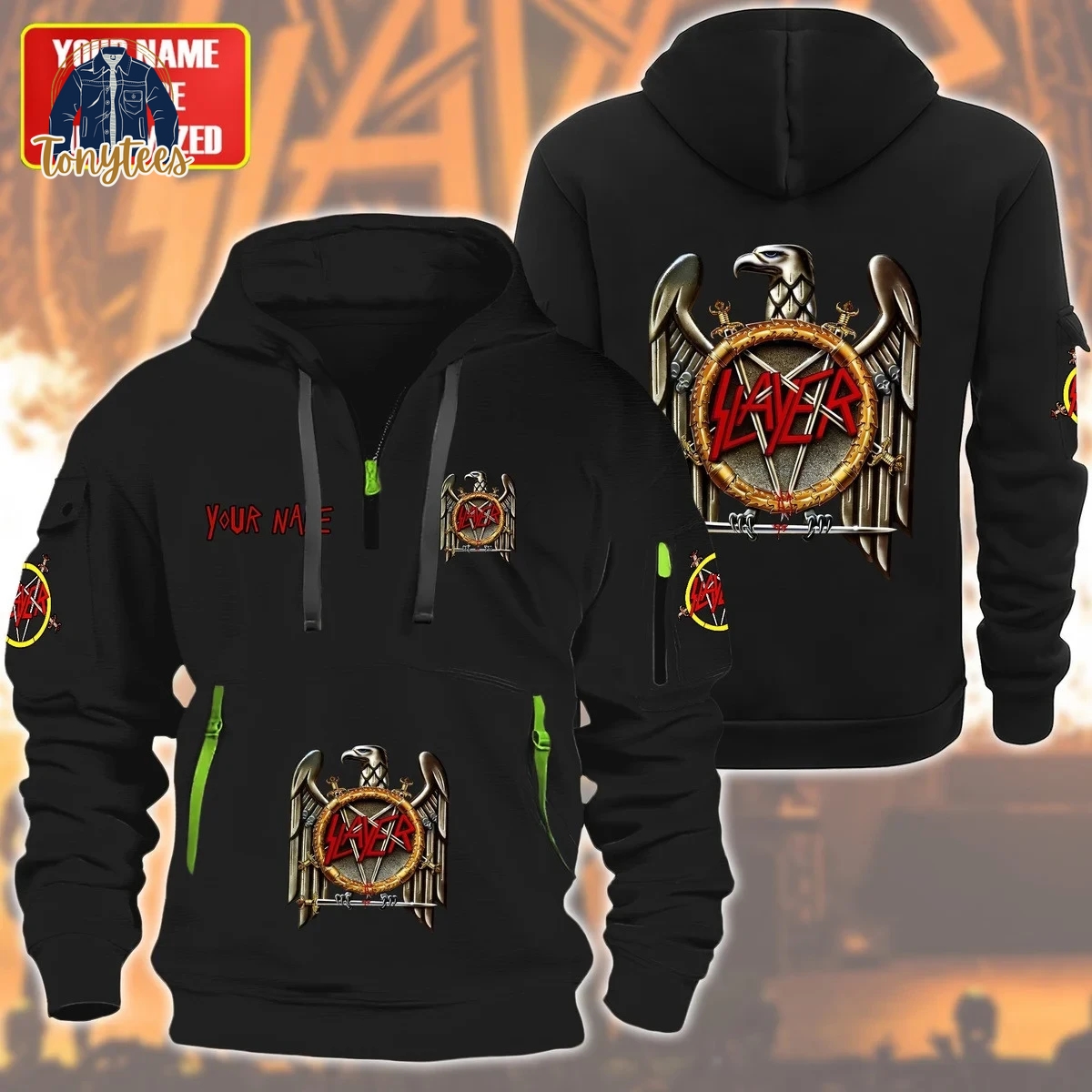 Slayer Personalized Quarter Zip Heavy Hoodie