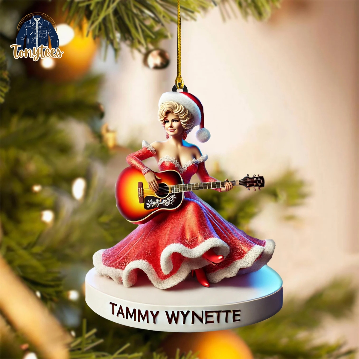 Tammy Wynette Guitar Christmas Ornament