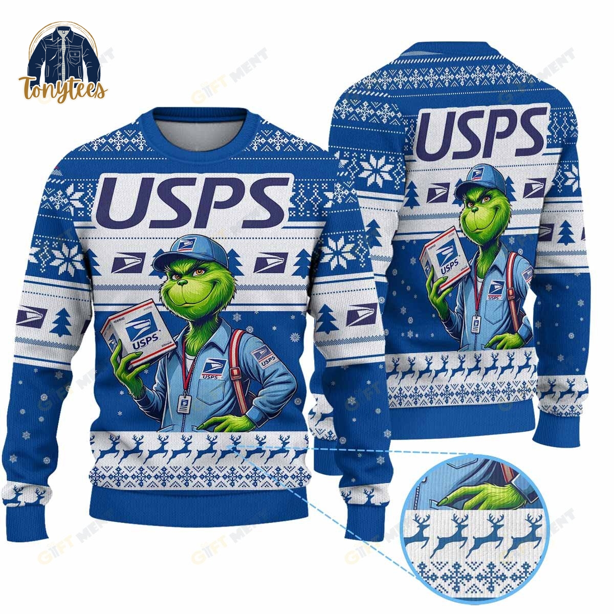 USPS x Grinch Ugly Christmas Sweater