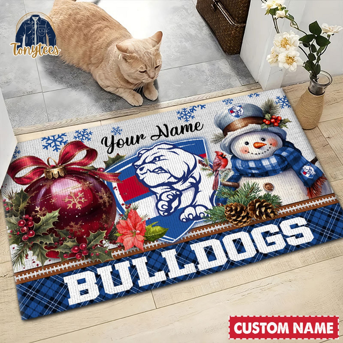 Western Bulldogs AFL Personalized Christmas Doormat