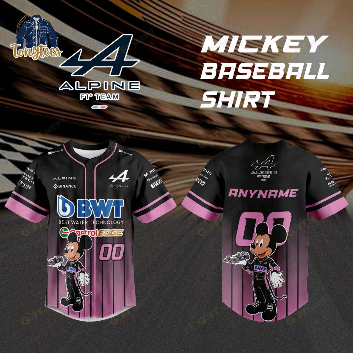 Alpine F1 Team x Mickey Personalized Baseball Jersey