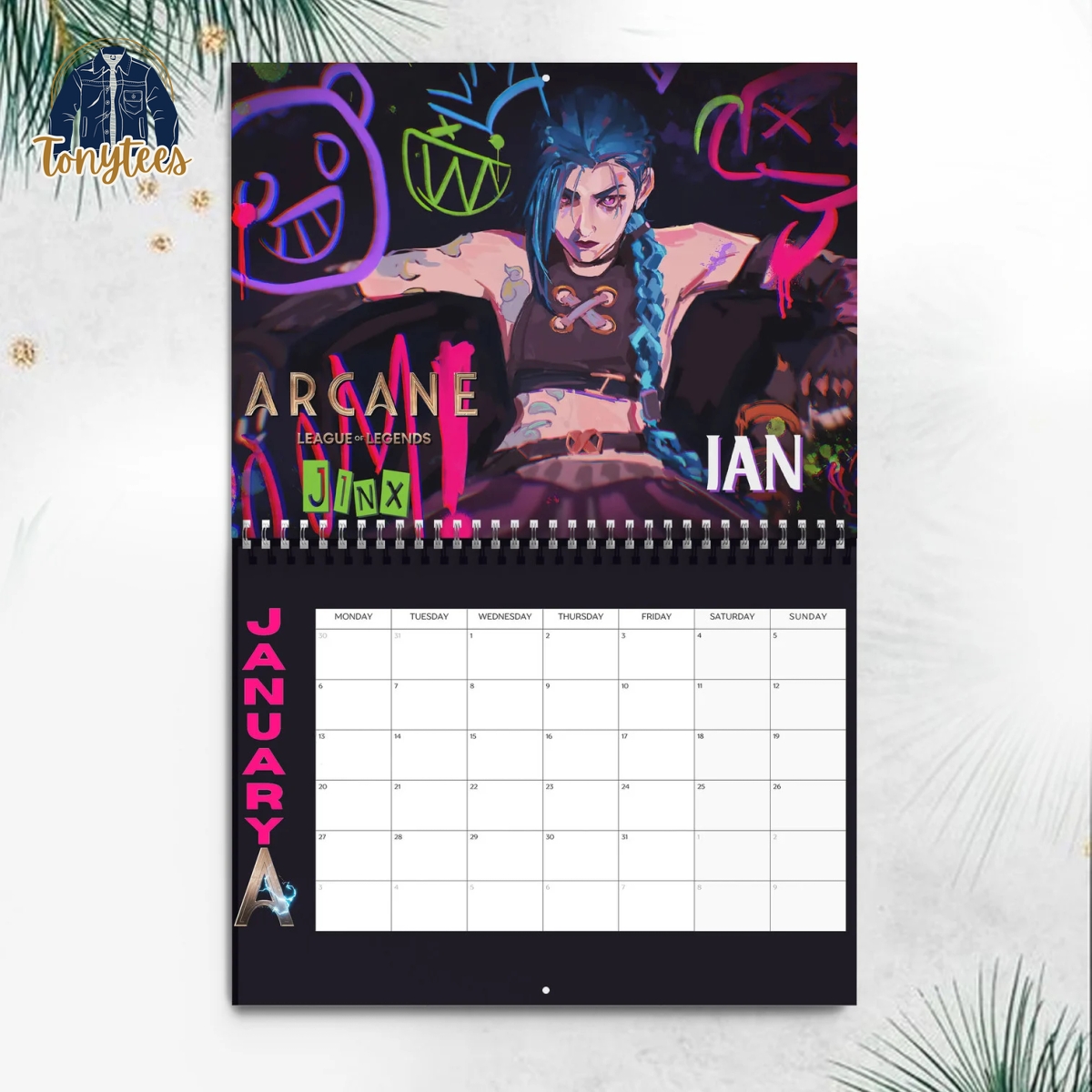 Arcane League of Legends 2025 Wall Hanging Calendar