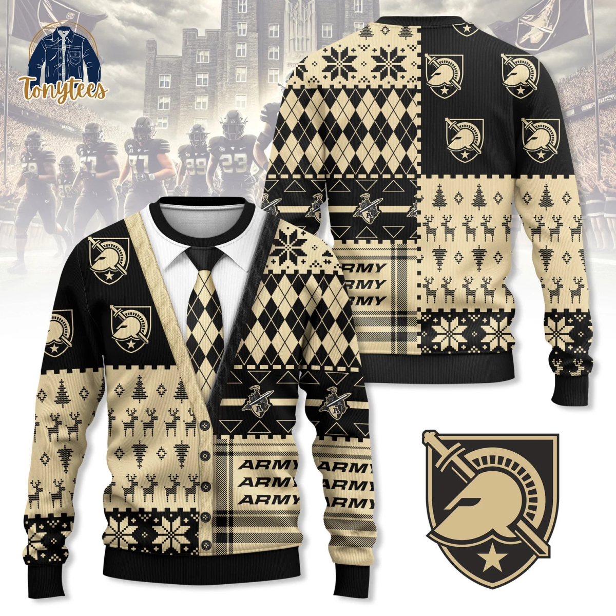 Army Black Knights 2024 Ugly Christmas Sweater