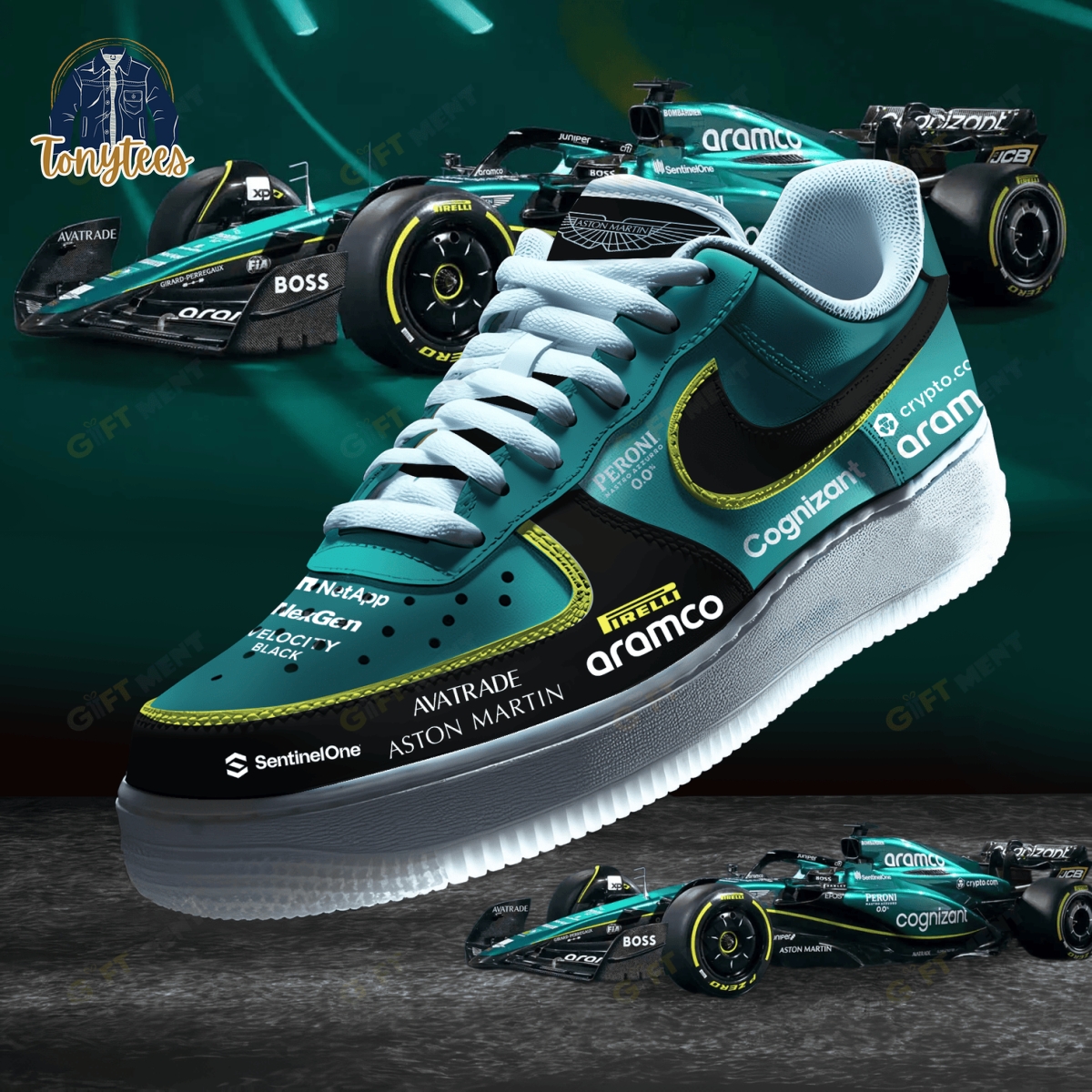 Aston Martin Aramco Cognizant F1 Car Air Force 1 Sneaker