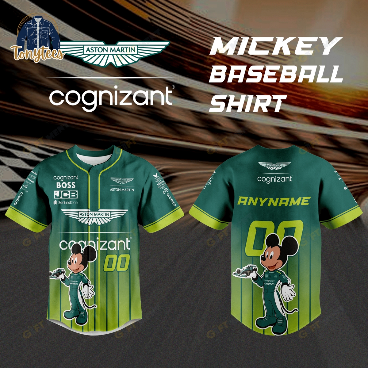 Aston Martin Aramco Cognizant F1 Team x Mickey Personalized Baseball Jersey