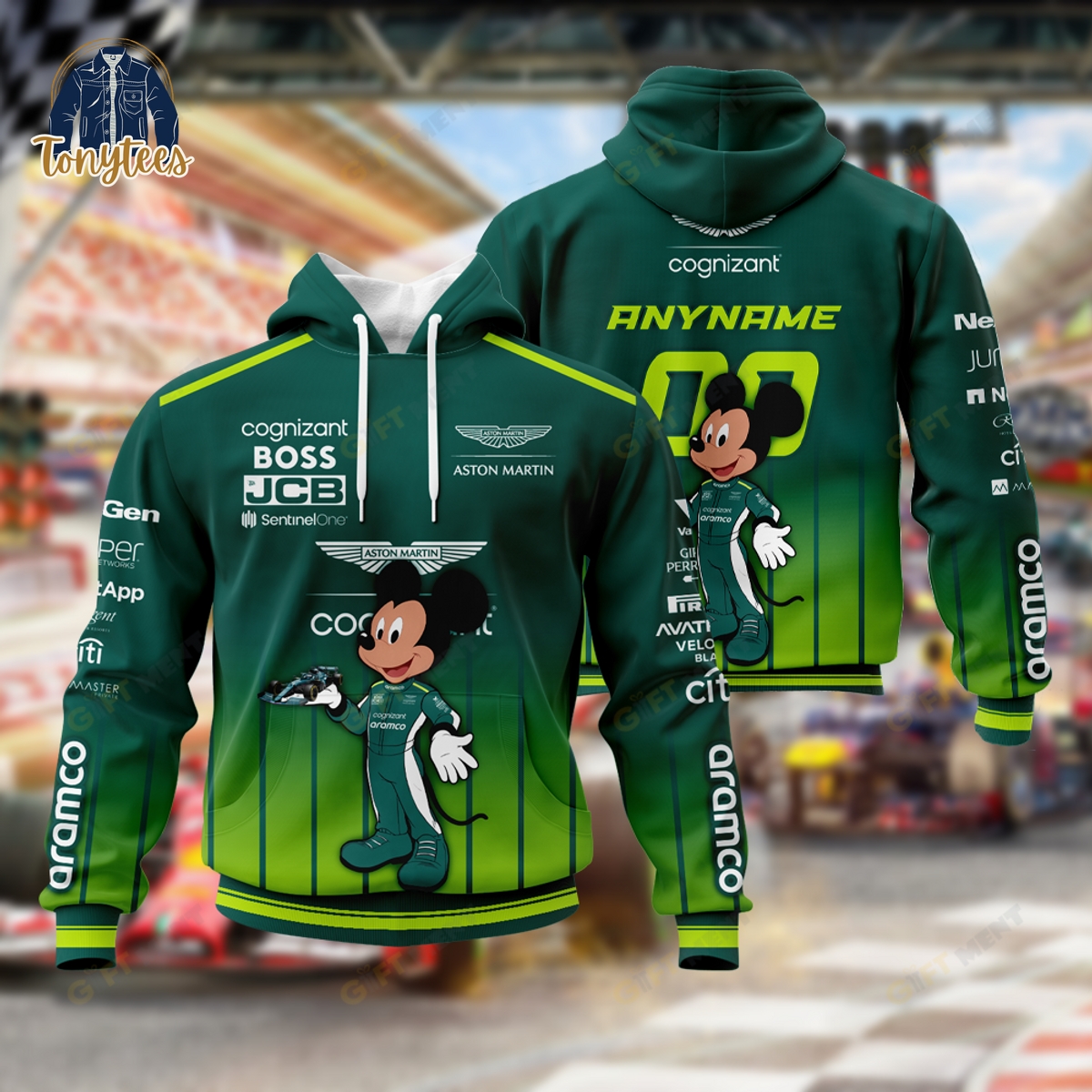 Aston Martin Aramco Cognizant F1 Team x Mickey Personalized Hoodie