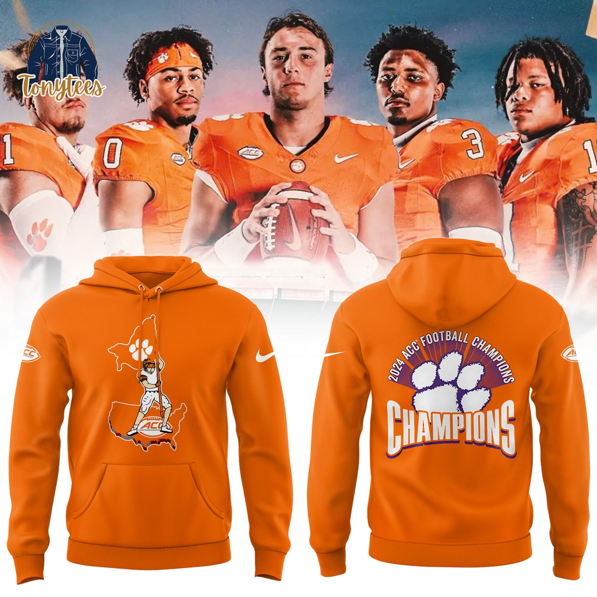 Clemson Tigers 2024 ACC Football Champions Hoodie