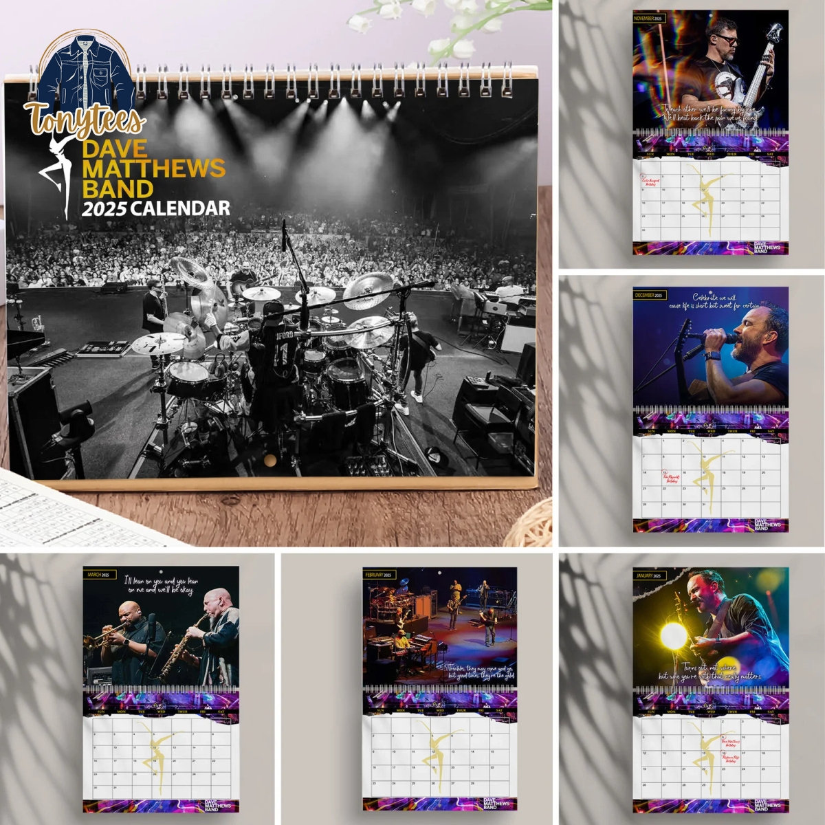 Dave Matthews Band DMB 2025 Wall Hanging Calendar