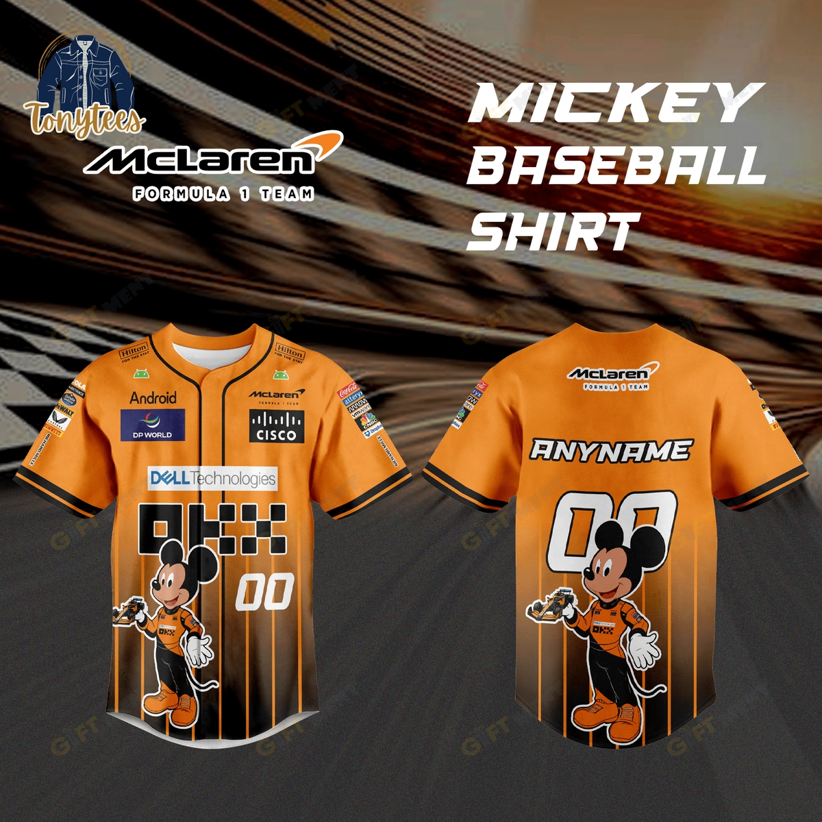 McLaren F1 Team x Mickey Personalized Baseball Jersey