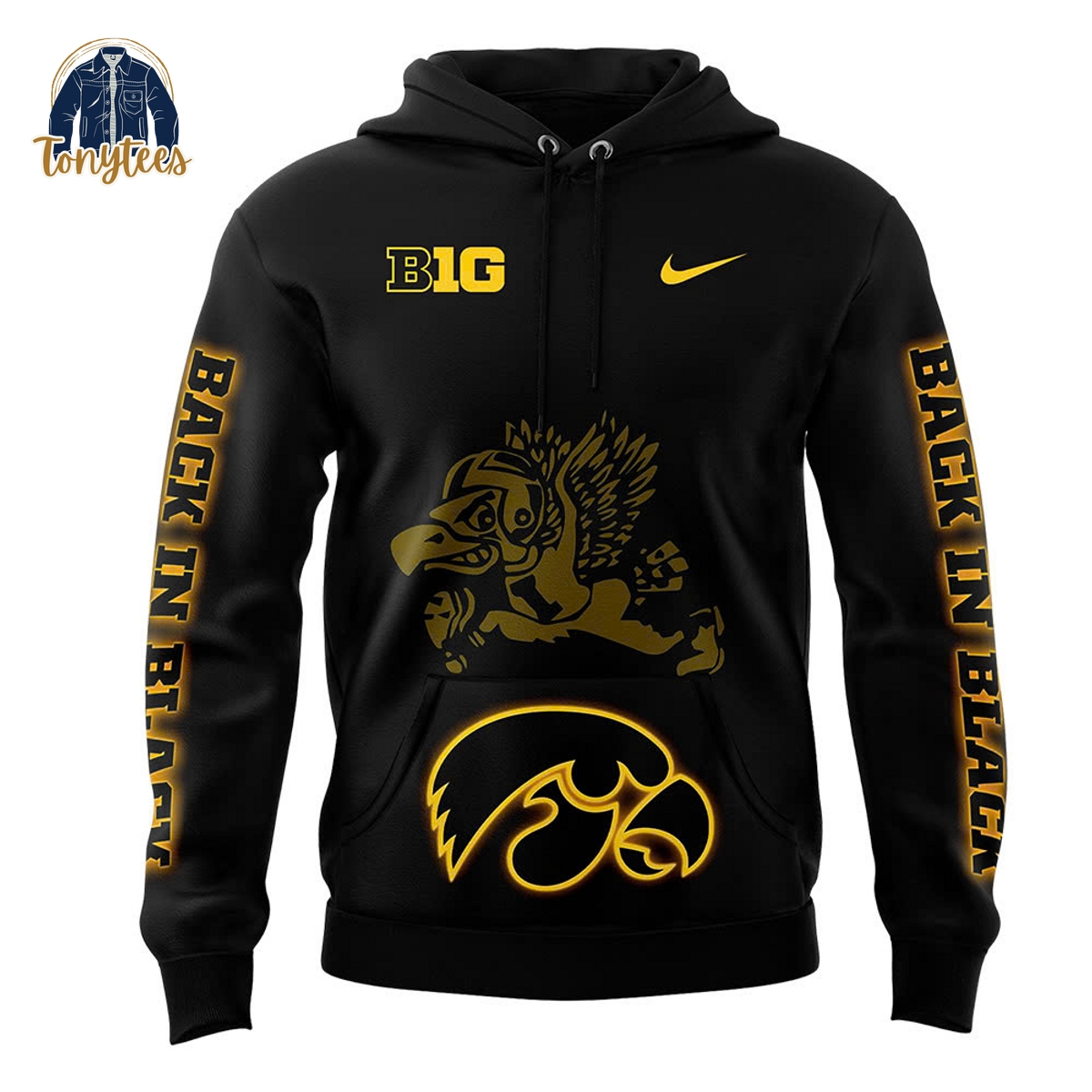 Men?s Nike Back In Black Iowa Hawkeye Football Club Pullover Hoodie