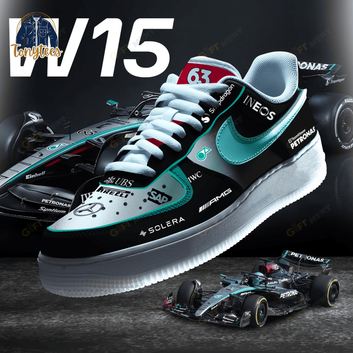 Mercedes AMG Petronas F1 Car Air Force 1 Sneaker