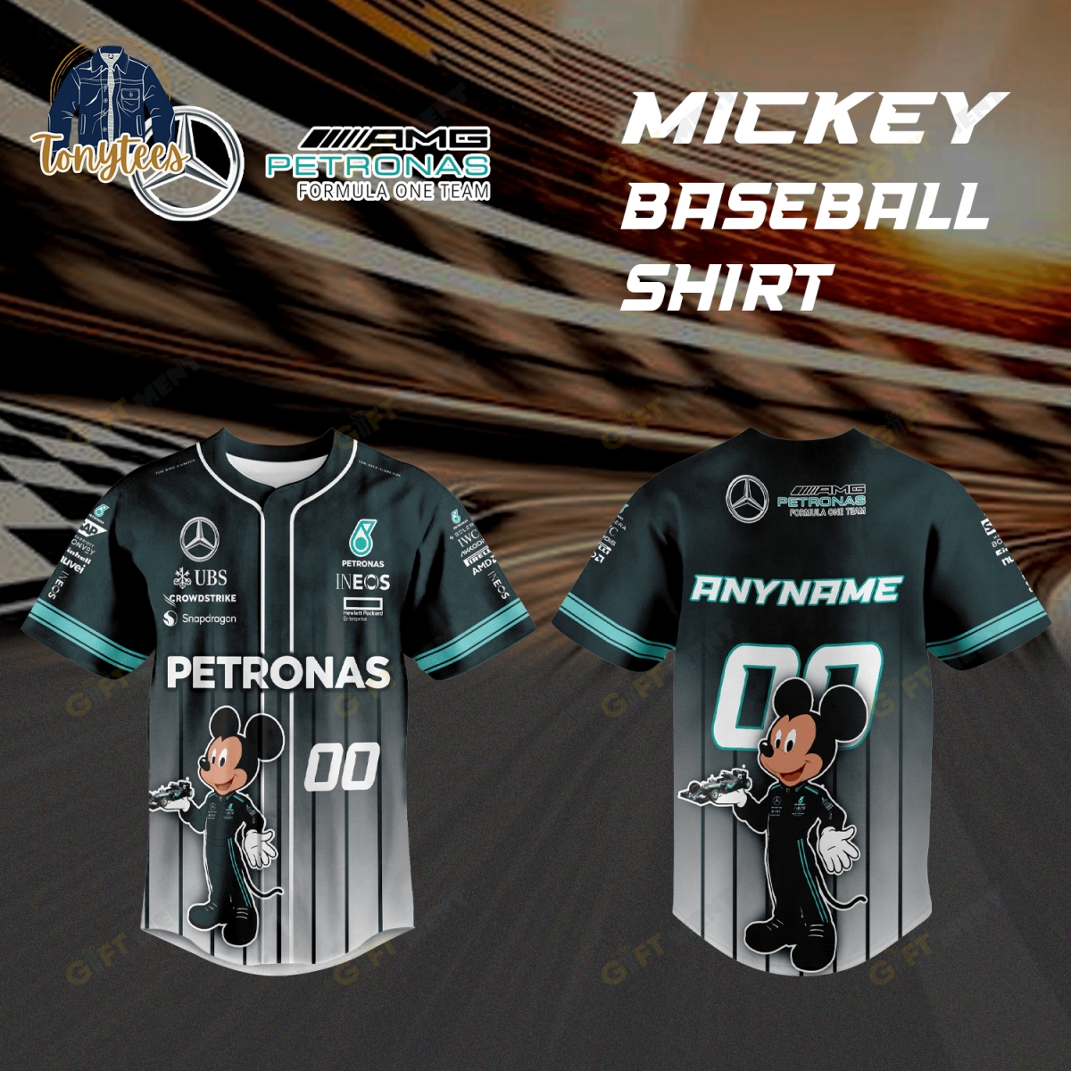 Mercedes AMG Petronas F1 Team x Mickey Personalized Baseball Jersey