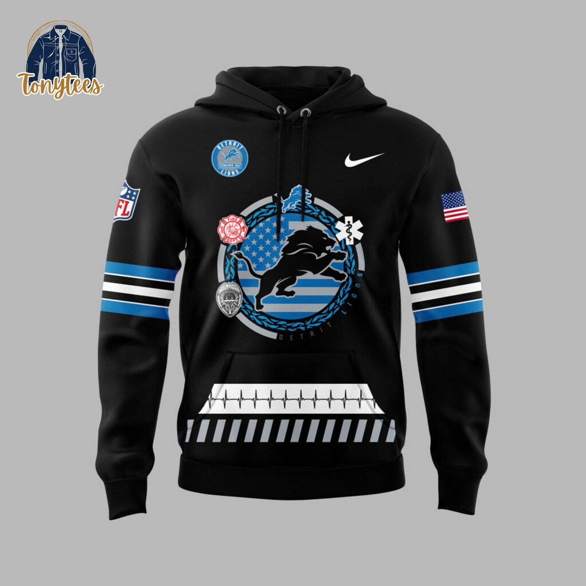 Nike Detroit Lions NFL National First Responders Law Enforcement Appreciation Day Hoodie