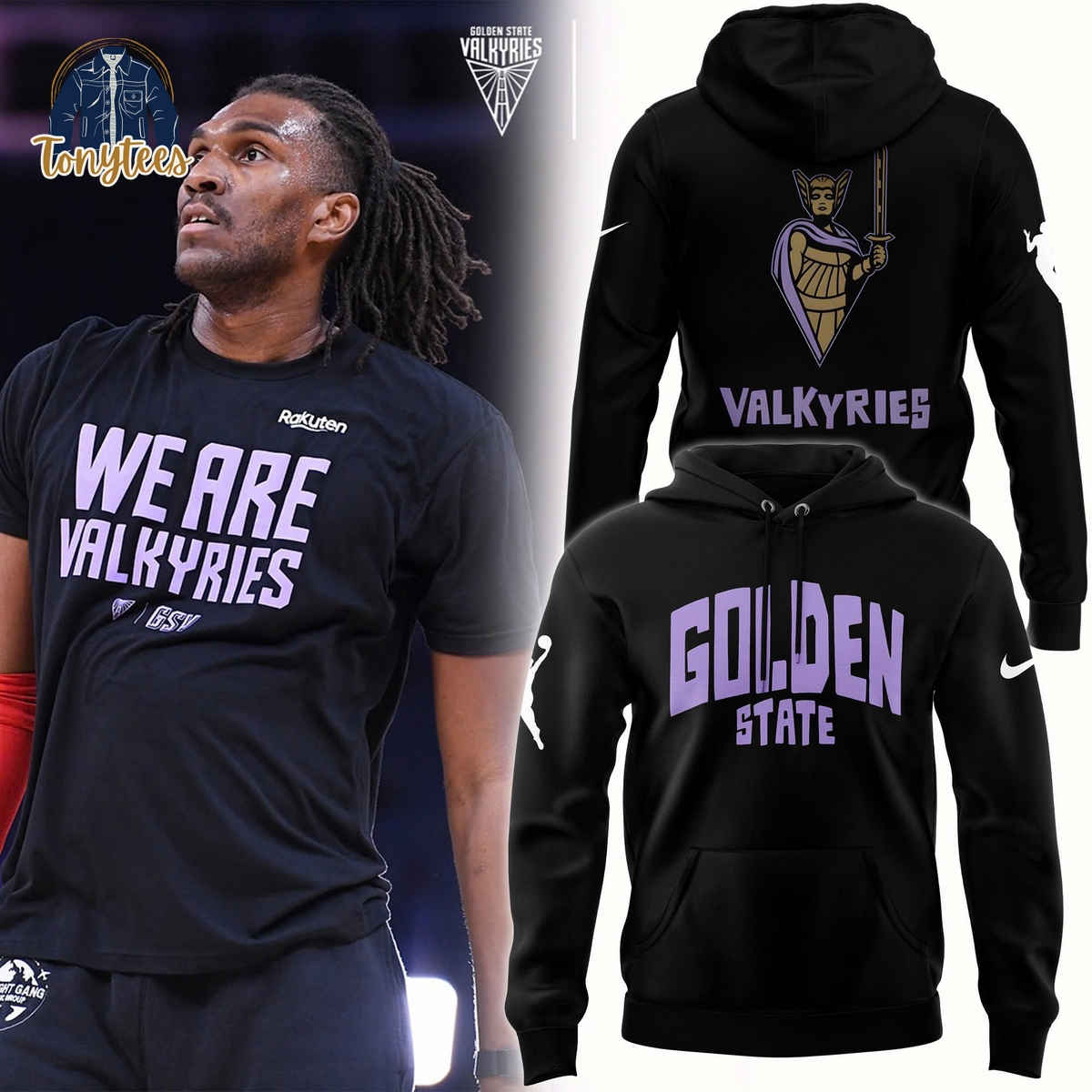 Playa Society Black Golden State Valkyries Secondary Logo Hoodie