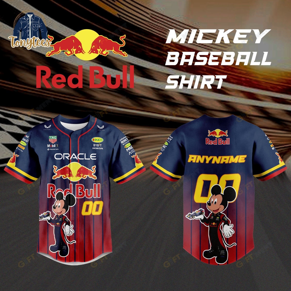 Red Bull Racing x Mickey Personalized Baseball Jersey