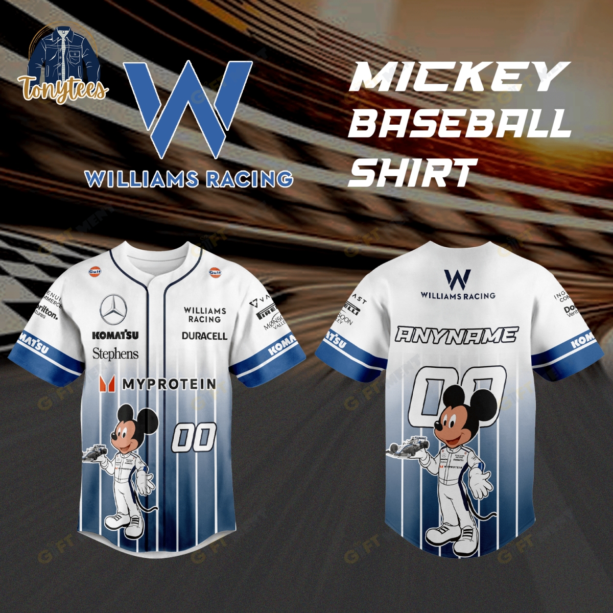 Williams F1 Team x Mickey Personalized Baseball Jersey